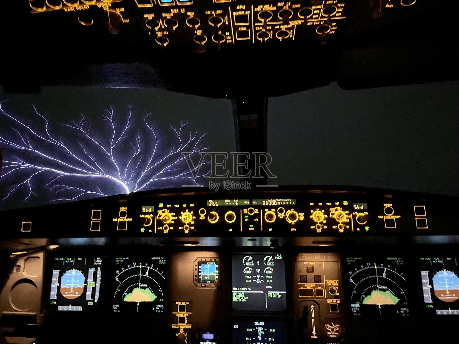 从驾驶舱看到圣艾尔摩的大火照片摄影图片