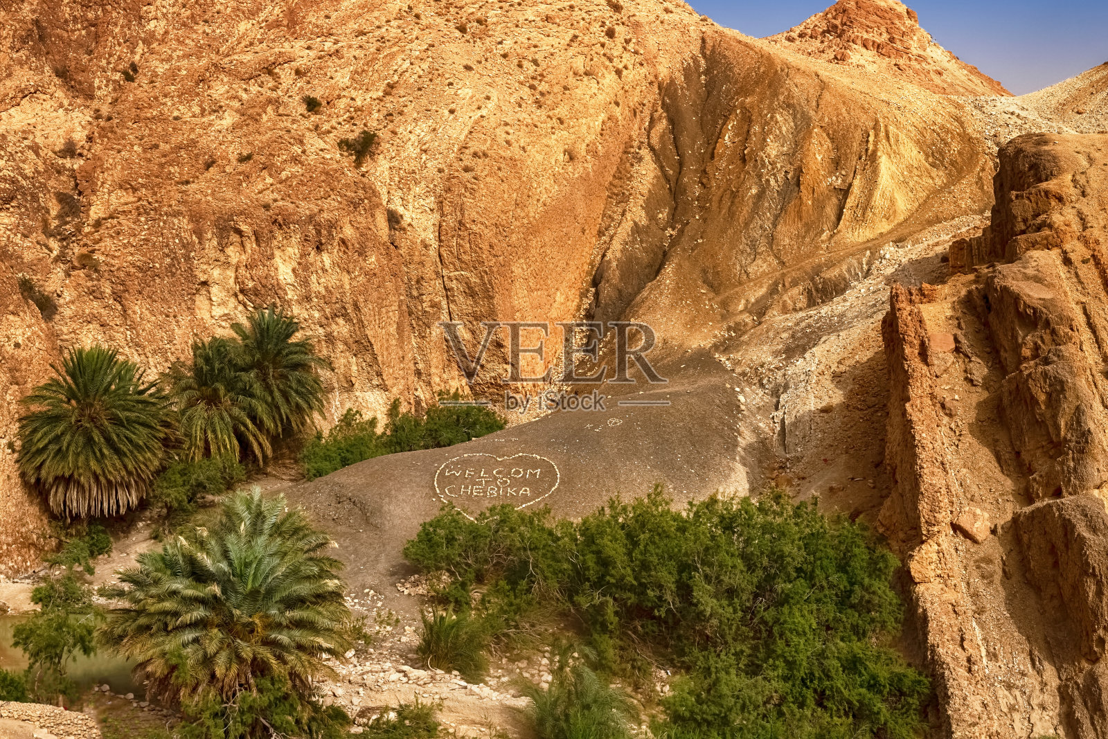 突尼斯，撒哈拉沙漠中部，谢比卡的山地绿洲照片摄影图片