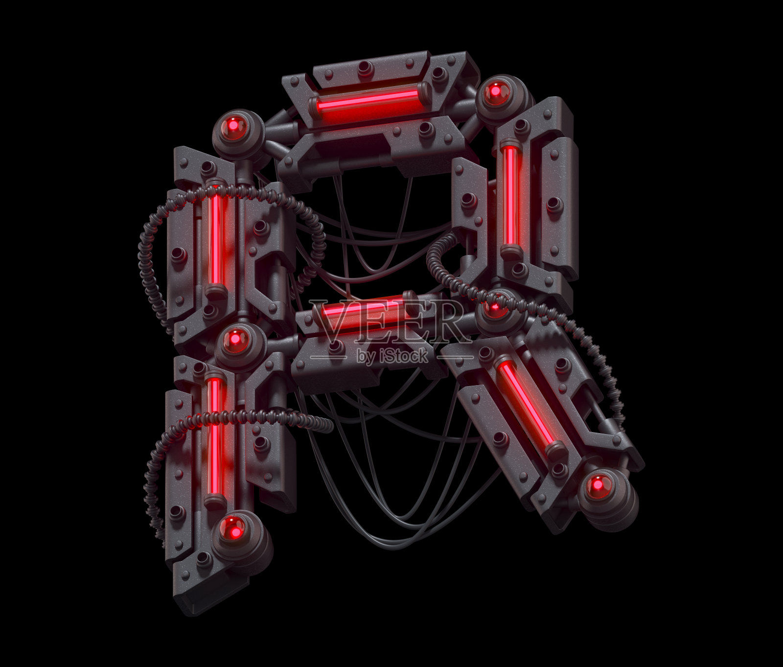 黑色的字体。光红色的霓虹灯。照片摄影图片