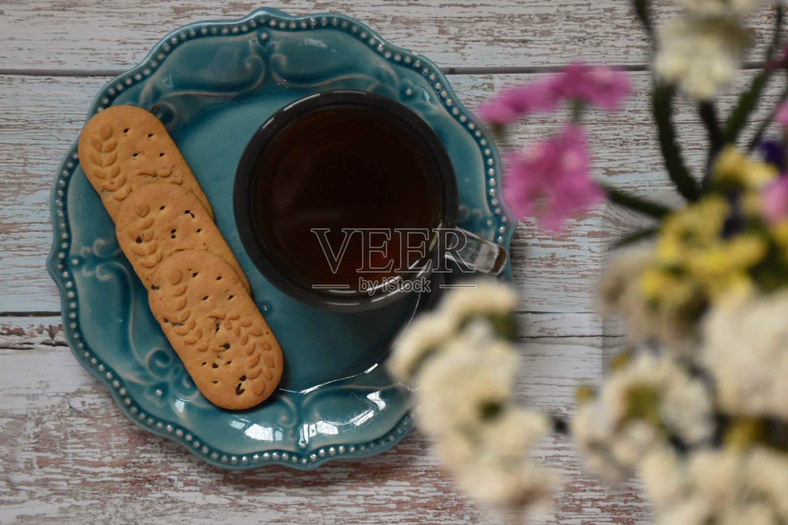 饼干和茶照片摄影图片