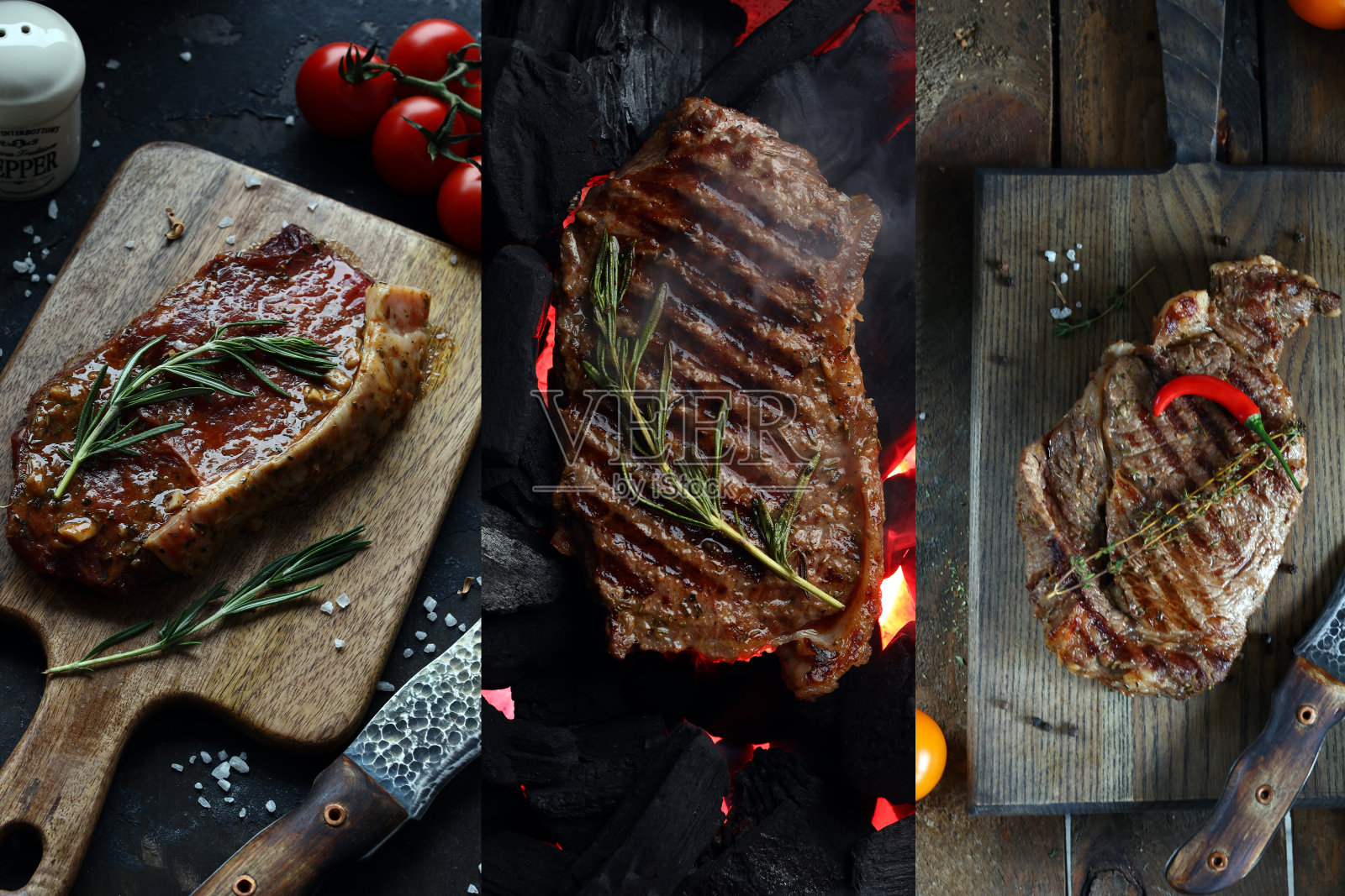 拼贴肉牛排照片摄影图片