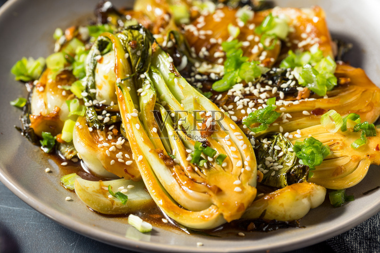 自制亚洲炒酱油小白菜照片摄影图片