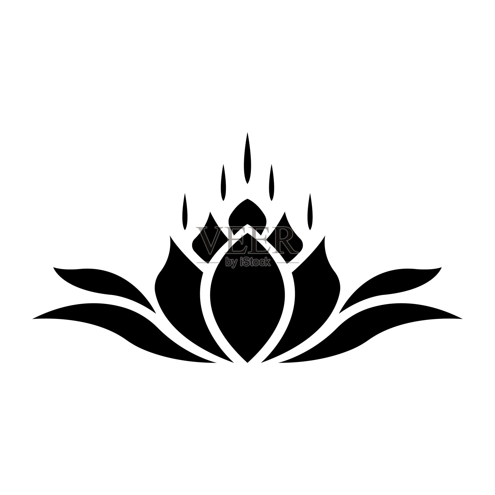 花朵图标。黑色的轮廓。侧视图。矢量平面图形插图。白色背景上的孤立对象。隔离。插画图片素材