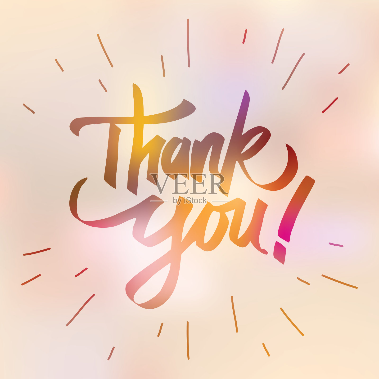 谢谢你，矢量印在模糊的背景矢量上插画图片素材