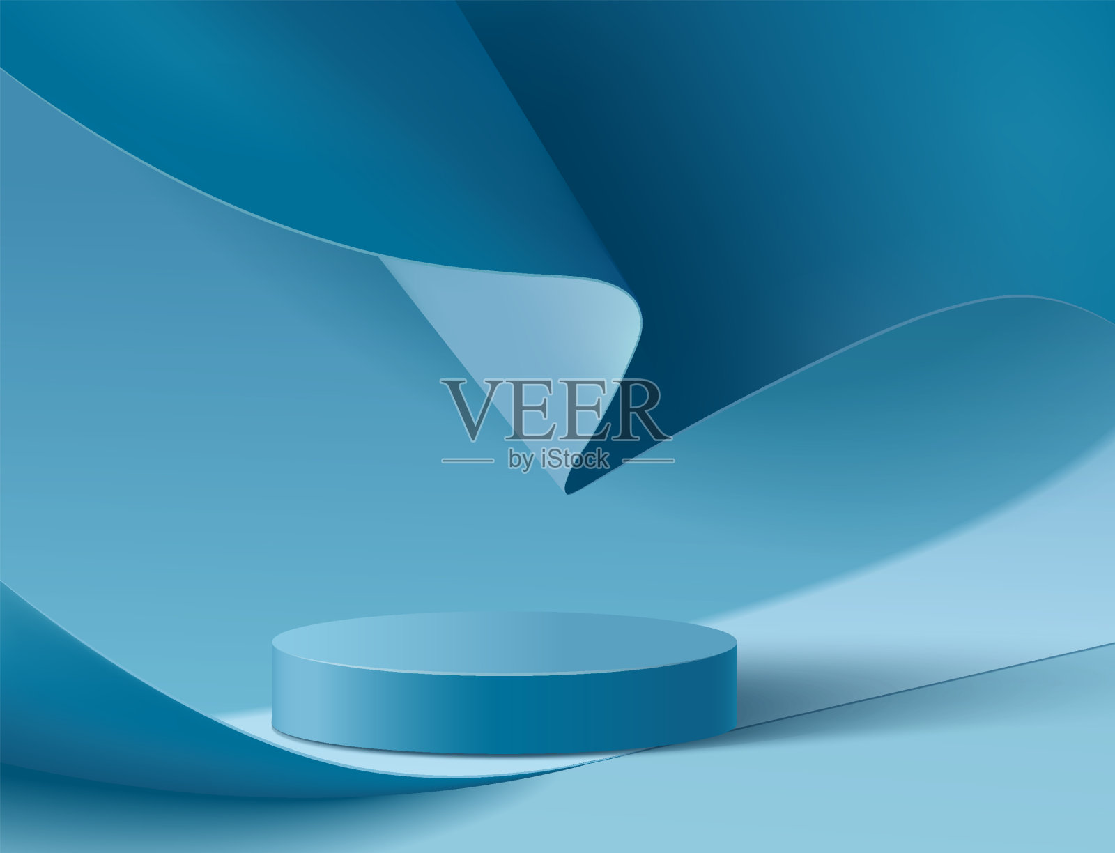 摘要三维圆柱体基座与几何立方体平台。用于化妆品产品展示的现代矢量渲染。插画图片素材