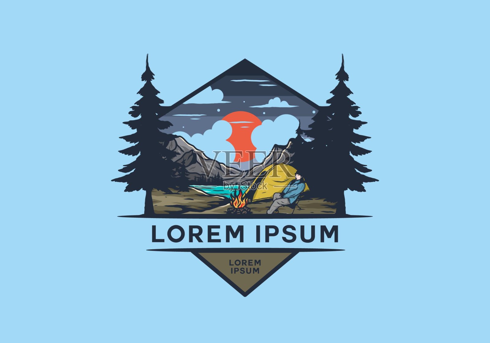 夜营独图设计插画图片素材