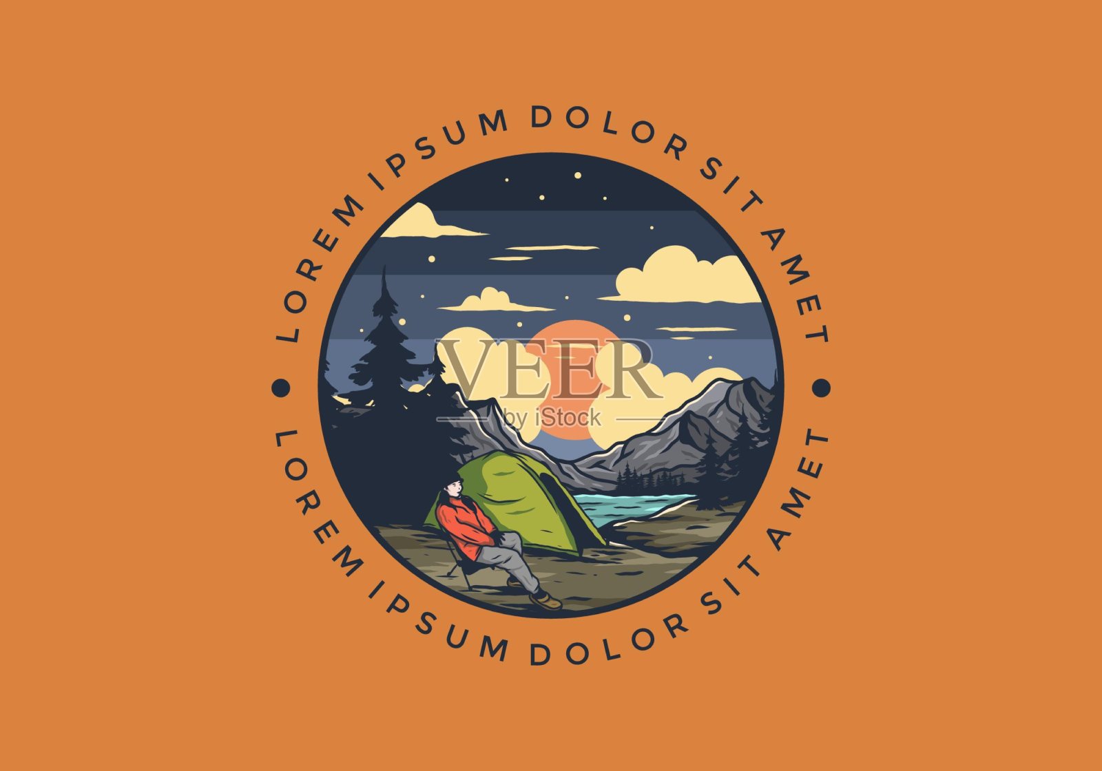 夜营独图设计插画图片素材