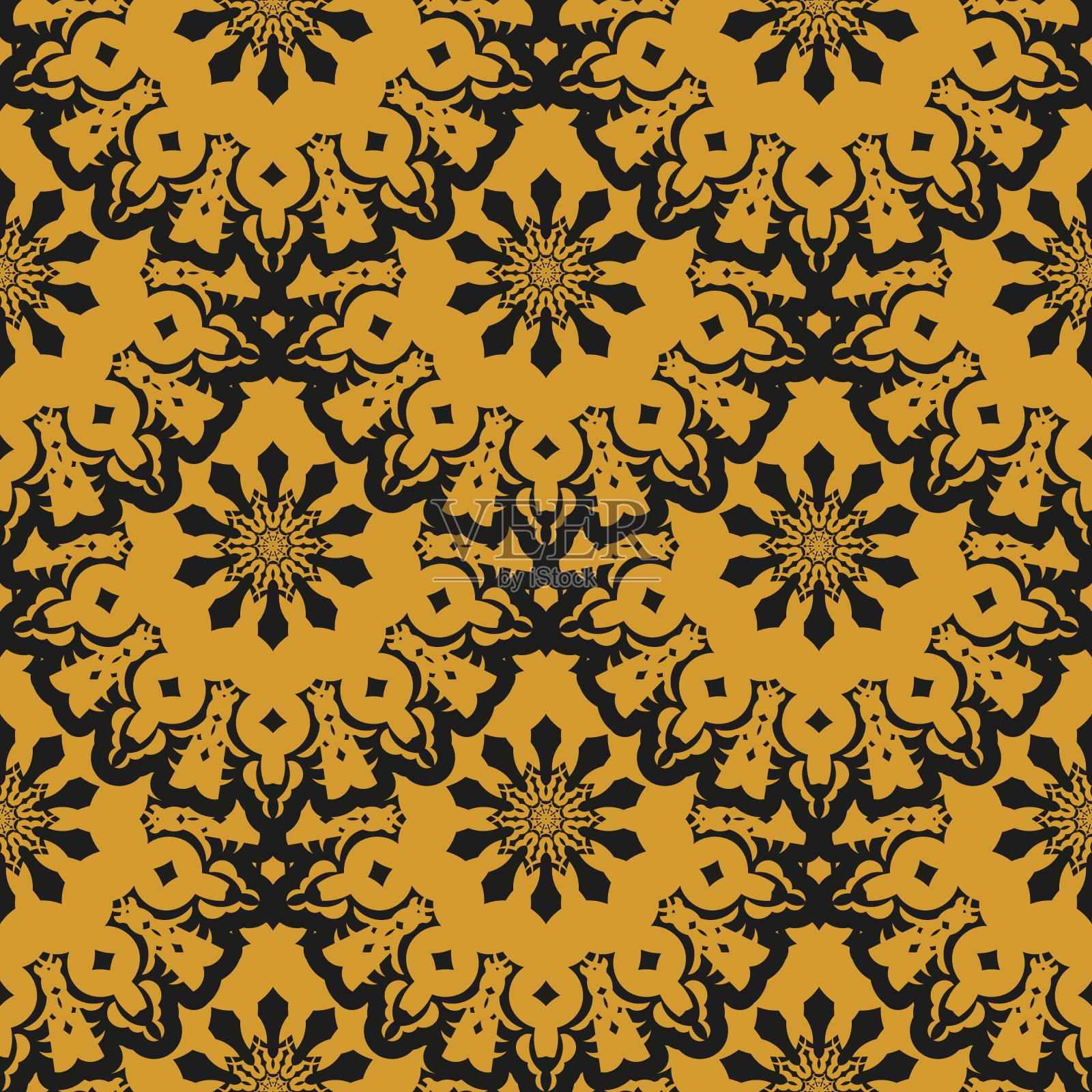 东方抽象无缝矢量背景。墙纸在复古风格的模板。印度的植物区系成分。装饰墙纸，织物，包装和纸张。简单的风格，矢量插图。插画图片素材