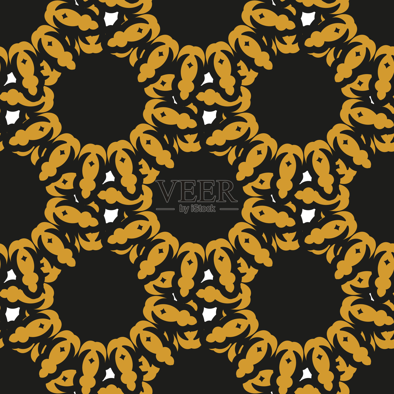 东方抽象无缝矢量背景。墙纸在复古风格的模板。印度的植物区系成分。插画图片素材