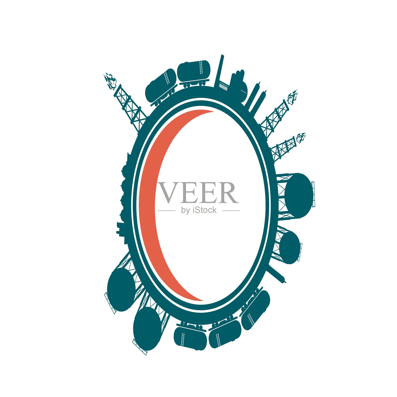 天然气行业图标位于圆形周围。插画图片素材