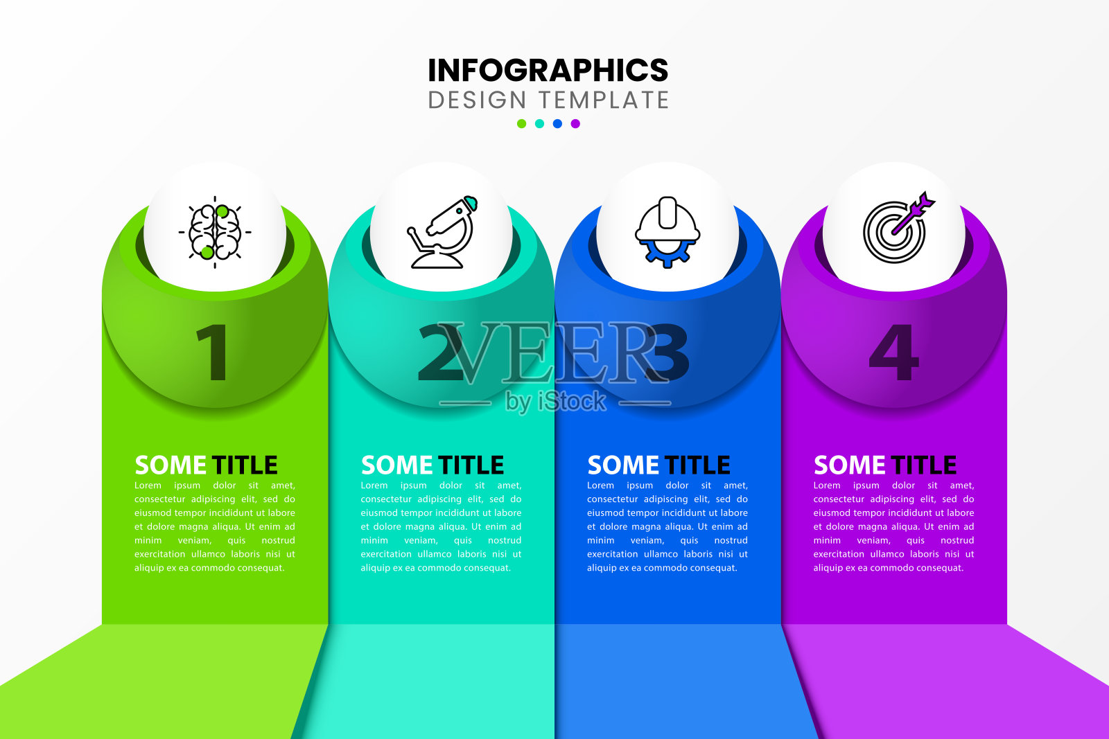 信息图表设计模板。创意概念与4个步骤插画图片素材