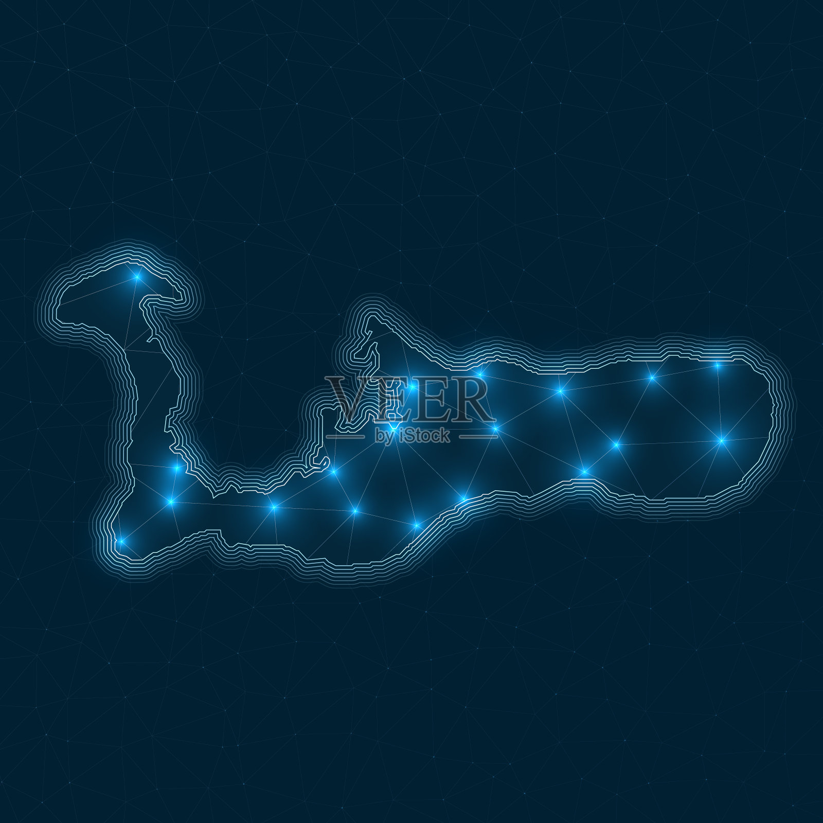 大开曼群岛网络地图。插画图片素材