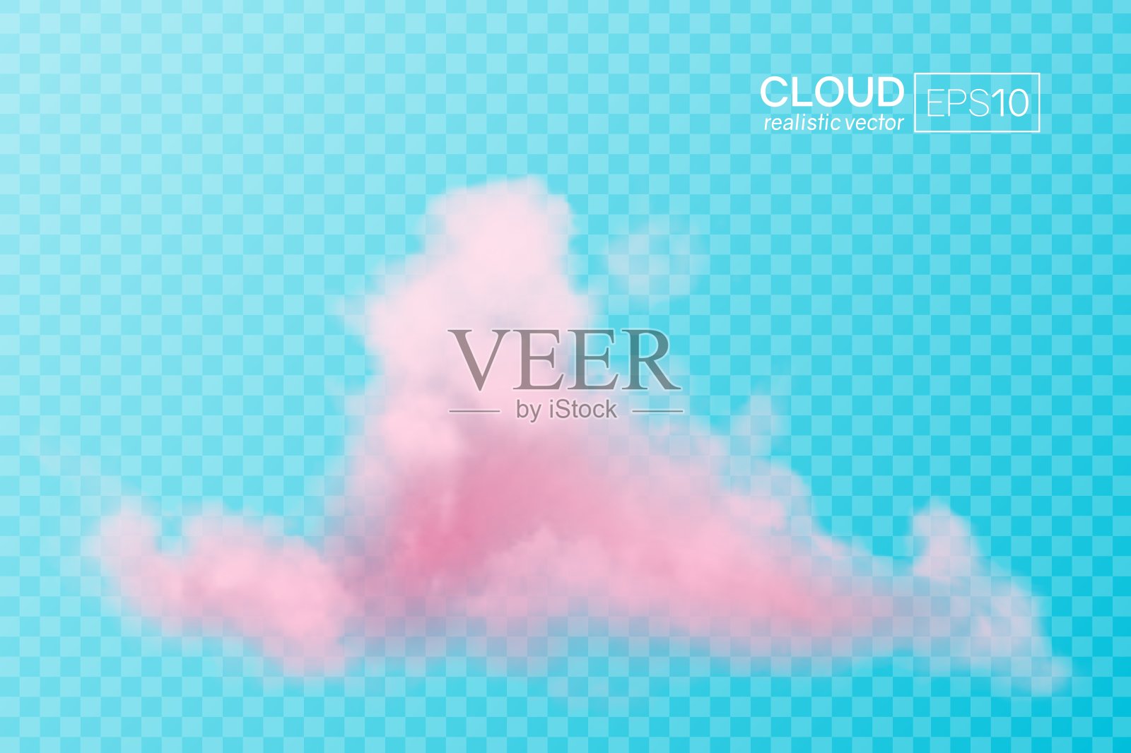 真实的粉红色云在透明的背景。插画图片素材