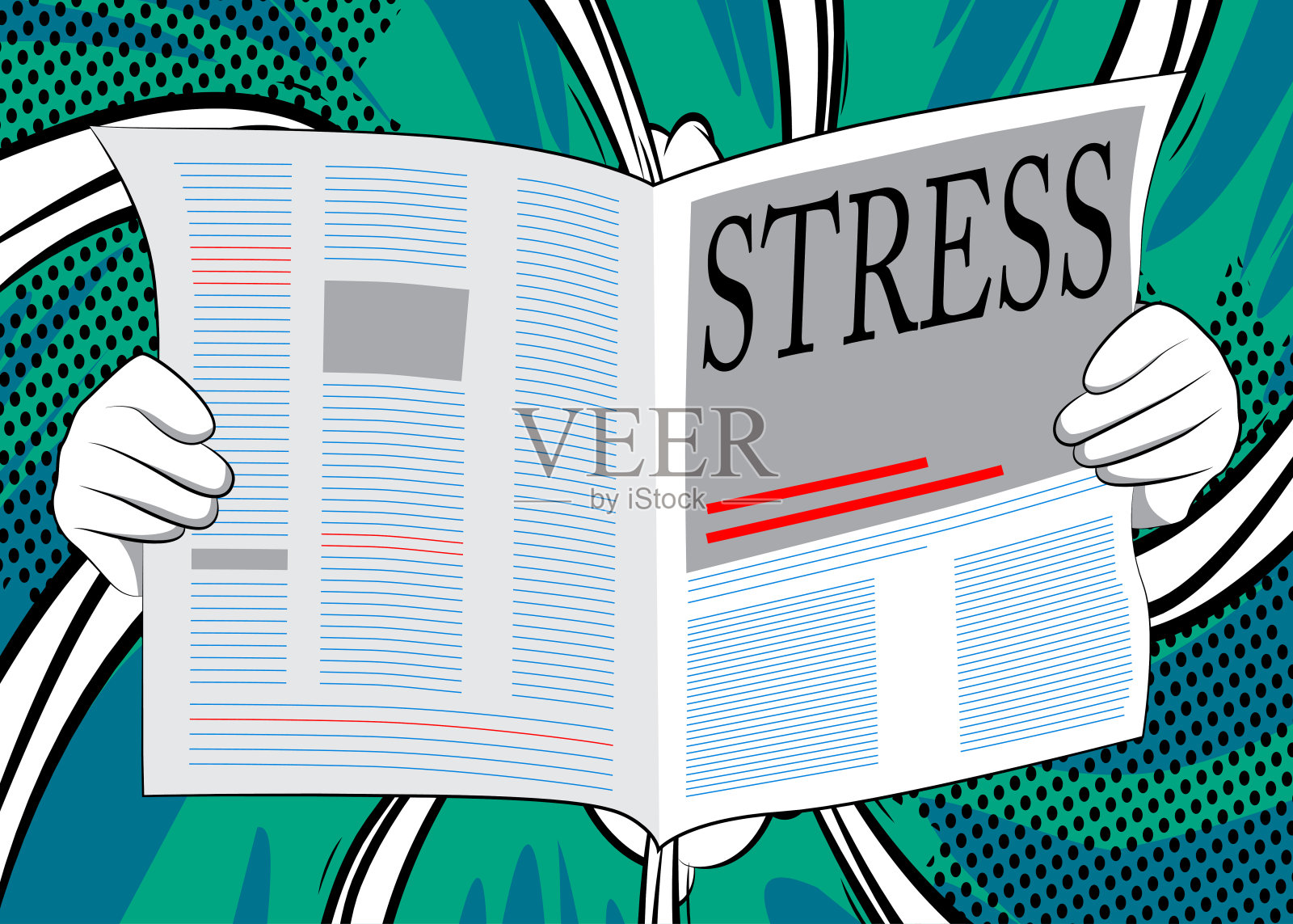 商业报纸以文本重音为标题。插画图片素材