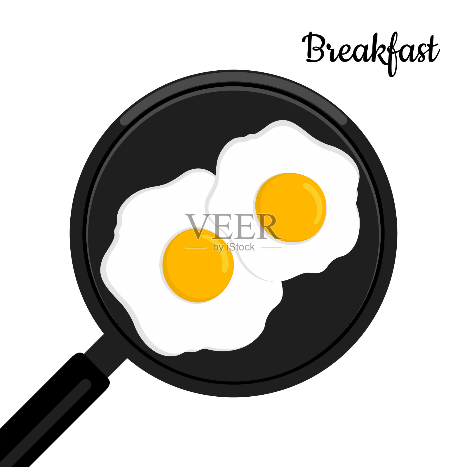健康早餐——在煎锅里煎鸡蛋插画图片素材