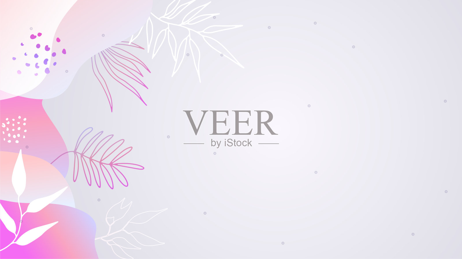 彩色时尚的抽象植物极简主义艺术设计背景与生动活泼的色彩梯度。粉红色，柔和的颜色，蓝色，柔和的颜色花的背景。美容时尚横幅设计。插画图片素材