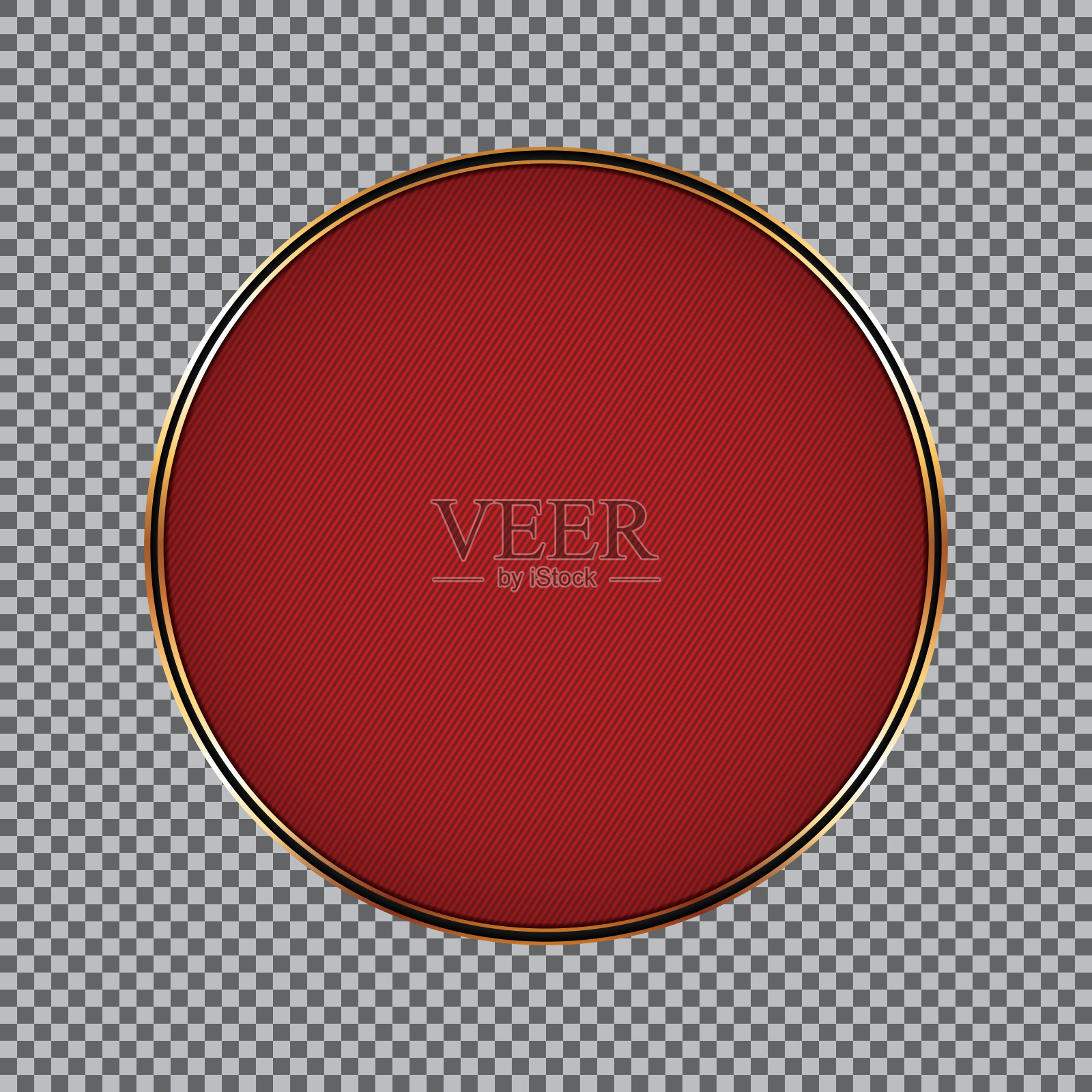 红色圆形矢量旗帜与金色的框架-圆形旗帜设计元素在黑暗的背景设计元素图片