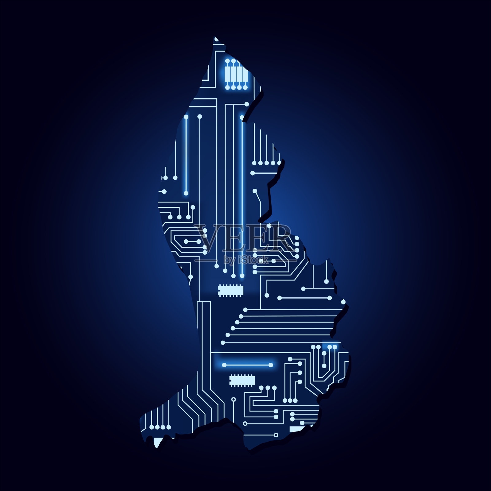 列支敦士登地图及电子线路插画图片素材