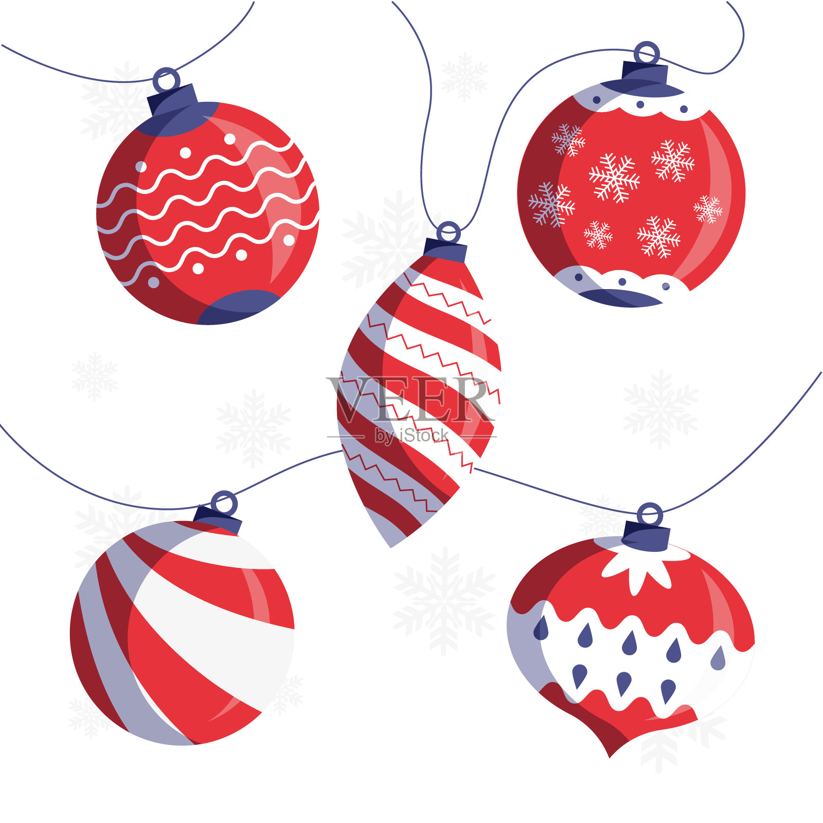 圣诞快乐饰品收集矢量插图插画图片素材