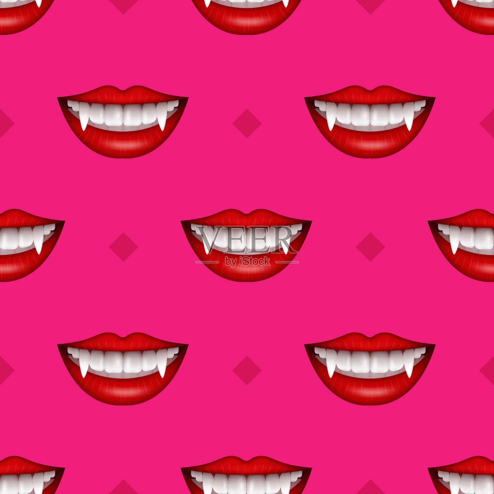 在浅色背景上无缝的吸血鬼嘴图案。矢量插图为万圣节的节日。插画图片素材