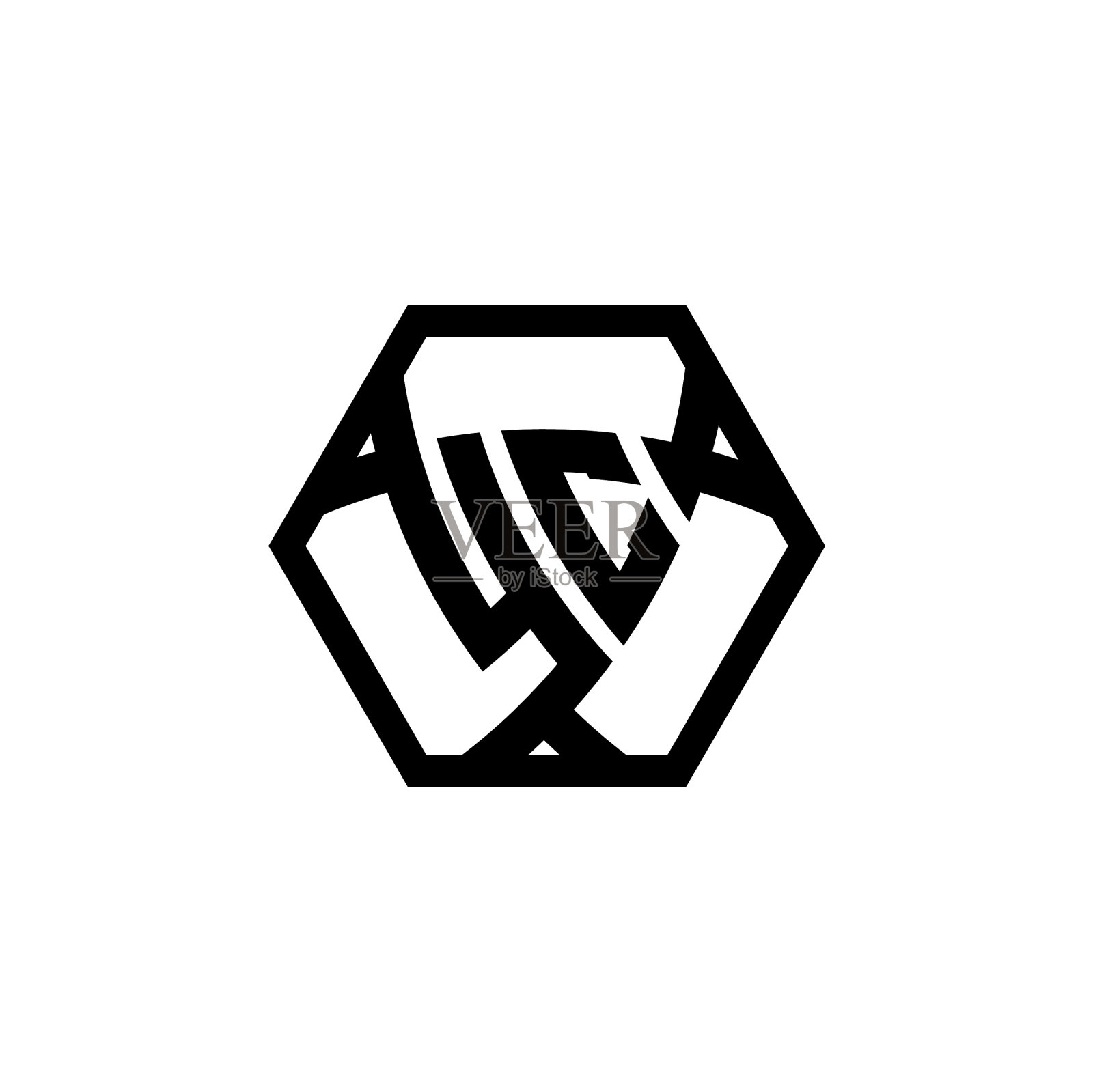 Yc标志字母组合为三角形盾牌六边形风格插画图片素材