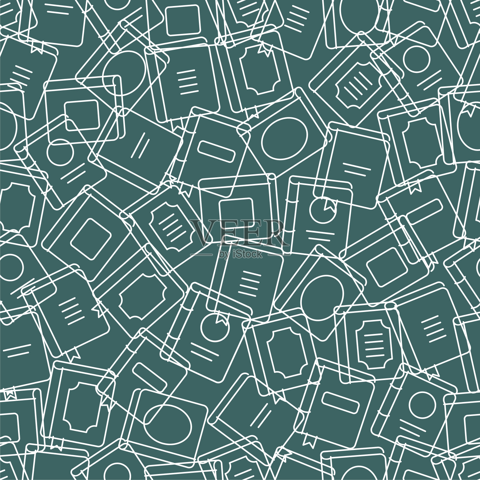 无缝的背景从书中绘制的扁平的幼稚风格插画图片素材