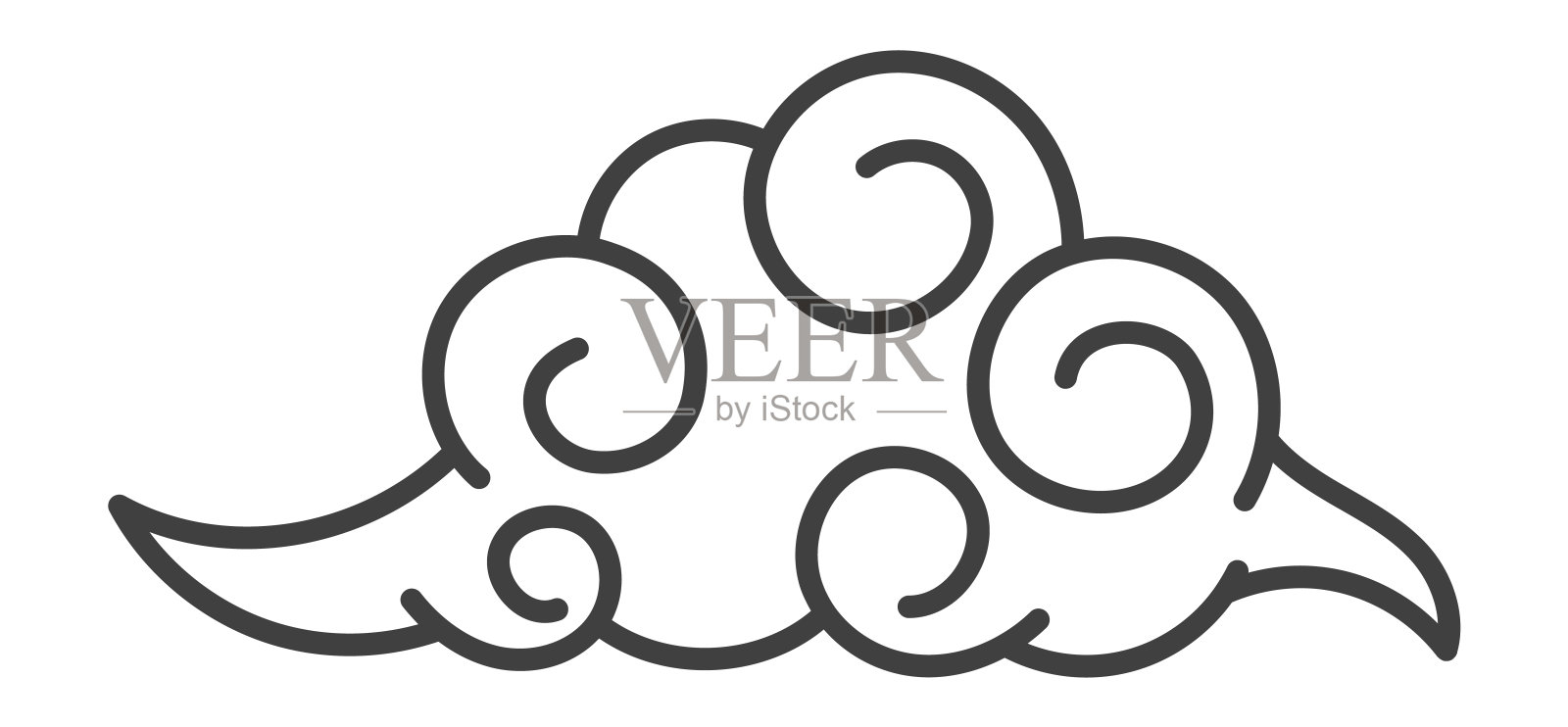 毛茸茸的云。抽象的线条图标在可爱的涂鸦风格设计元素图片