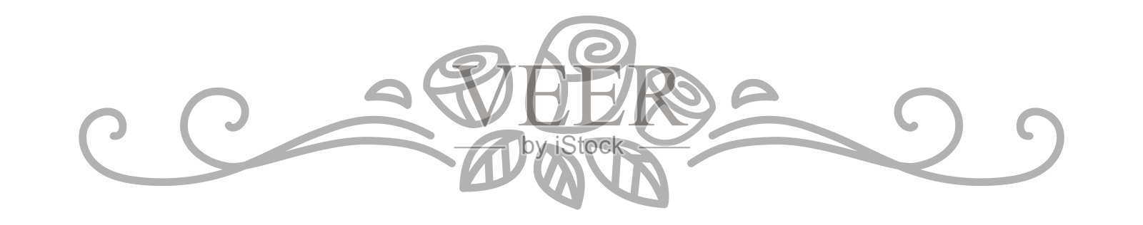 玫瑰装饰。华丽的装饰头在复古的手绘风格插画图片素材