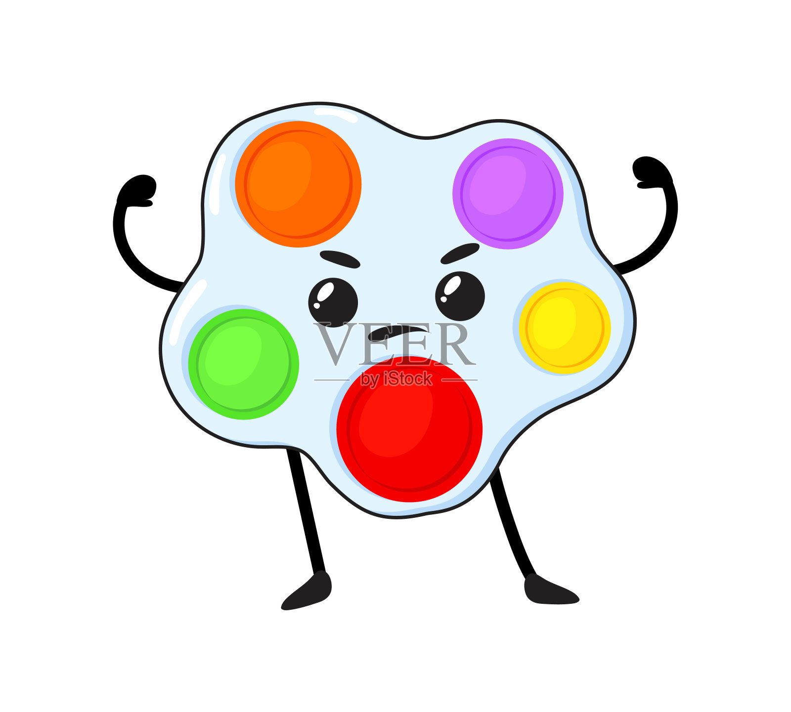 愤怒的玩具。塑料简单酒窝简单使用手，矢量插画图片素材