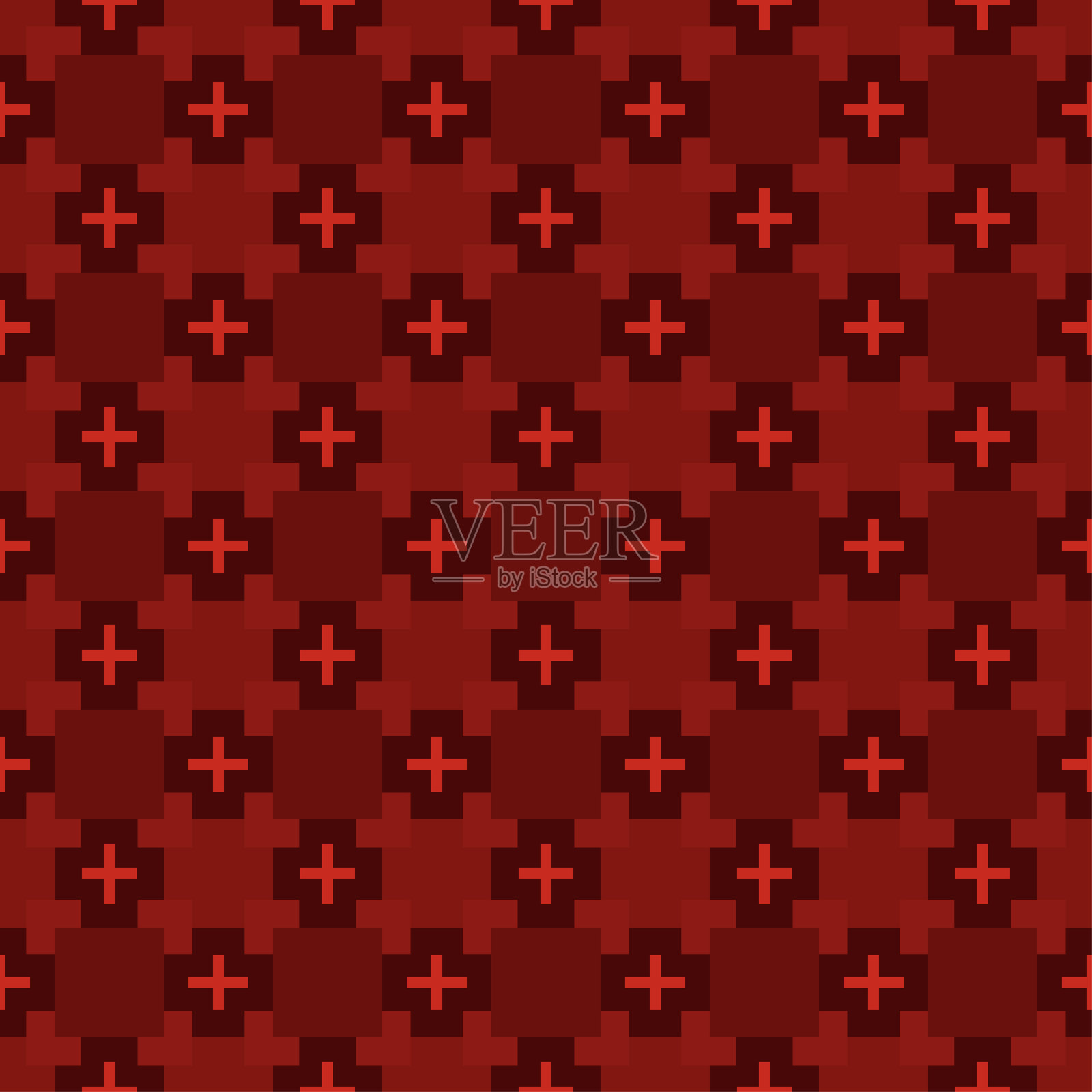 抽象的几何图案的正方形与十字架。无缝马赛克和瓷砖。矢量图插画图片素材