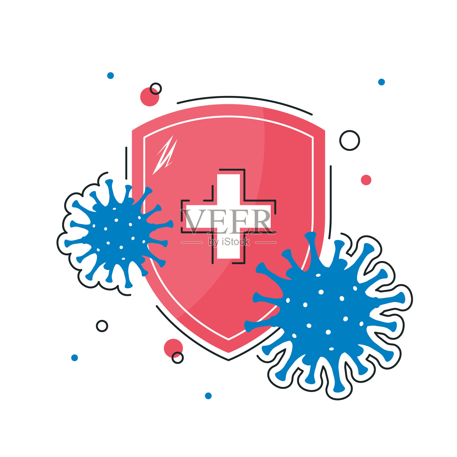 免疫盾的概念在平风格，矢量插画图片素材
