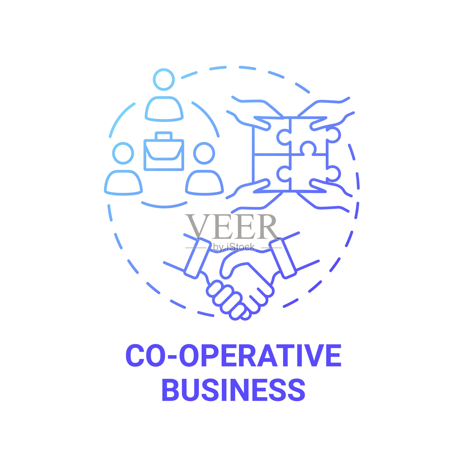 合作企业蓝色渐变概念图标插画图片素材