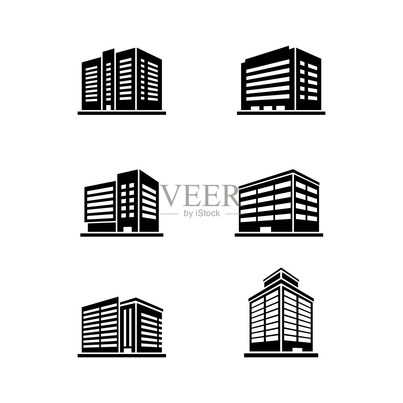 公寓楼的轮廓字形图标合集图标素材