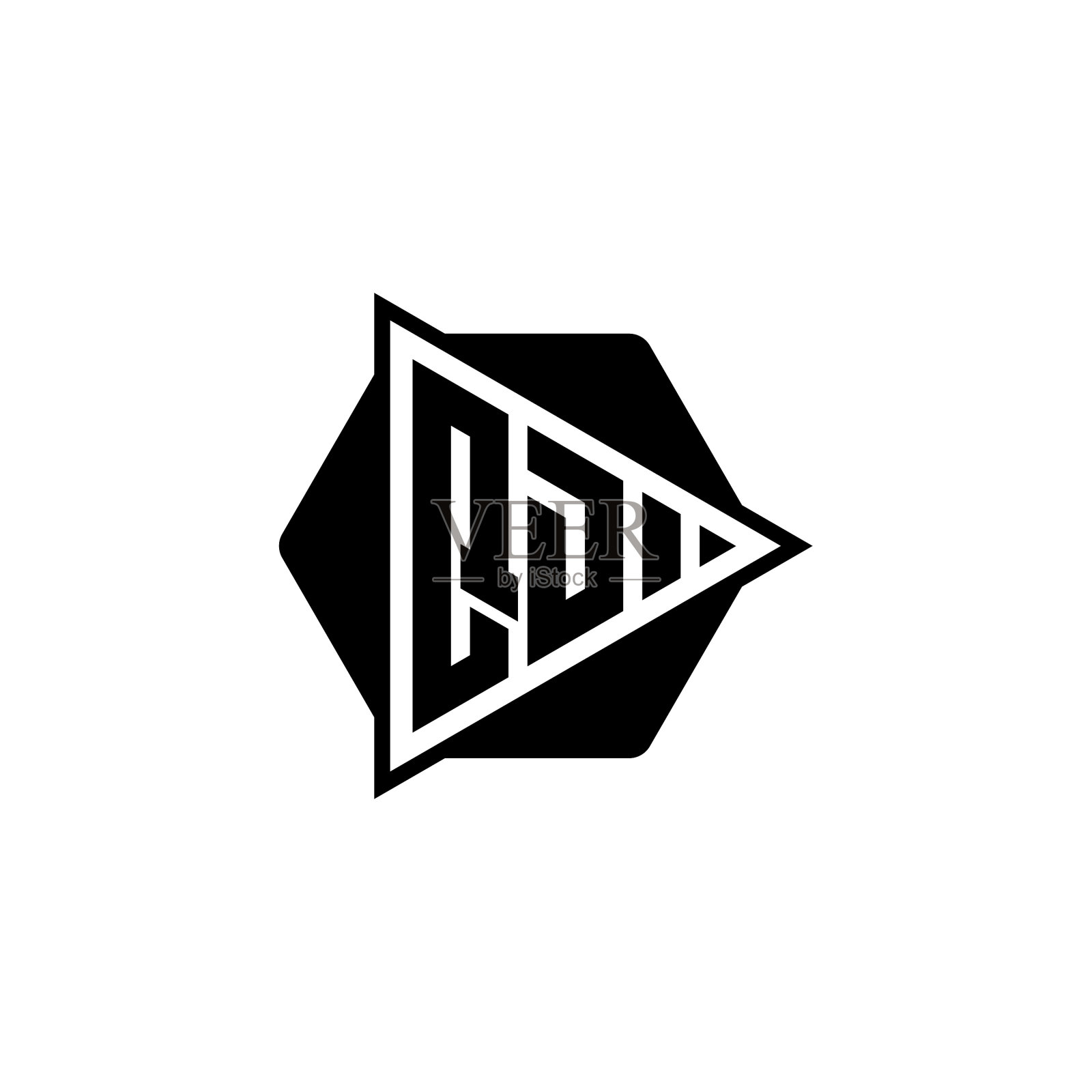 Qd标志字母组合三角形播放按钮插画图片素材