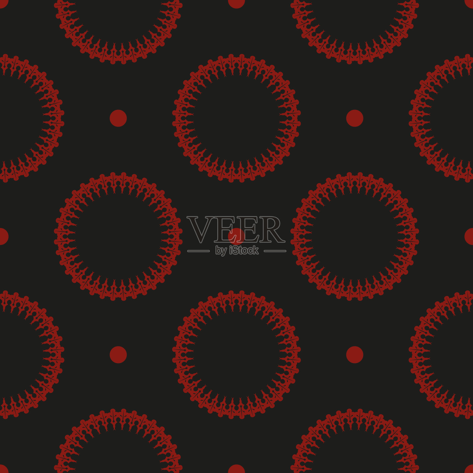 墙纸在复古风格的模板。印度的植物区系成分。用于墙纸，织物，包装，包装的图形装饰。中国黑色和红色抽象花卉装饰。插画图片素材