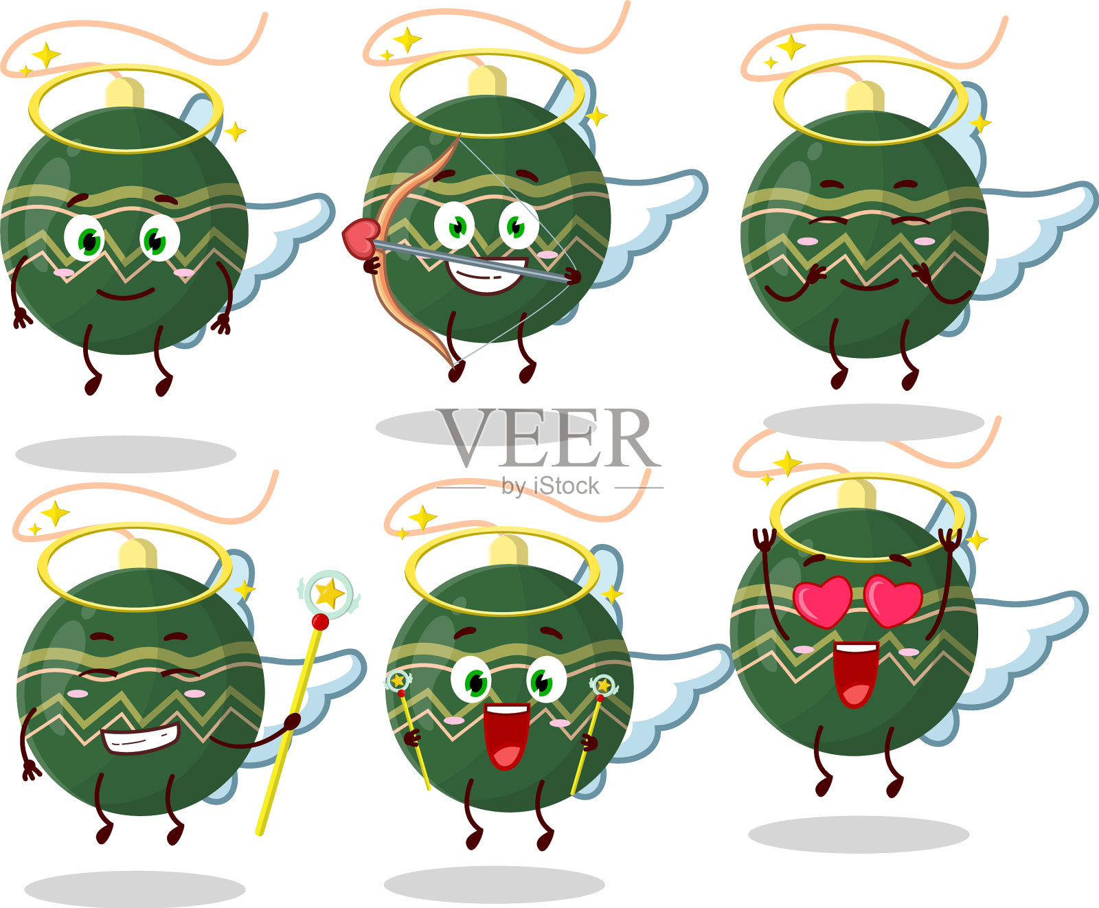 圣诞彩灯绿色卡通设计作为一个可爱设计元素图片