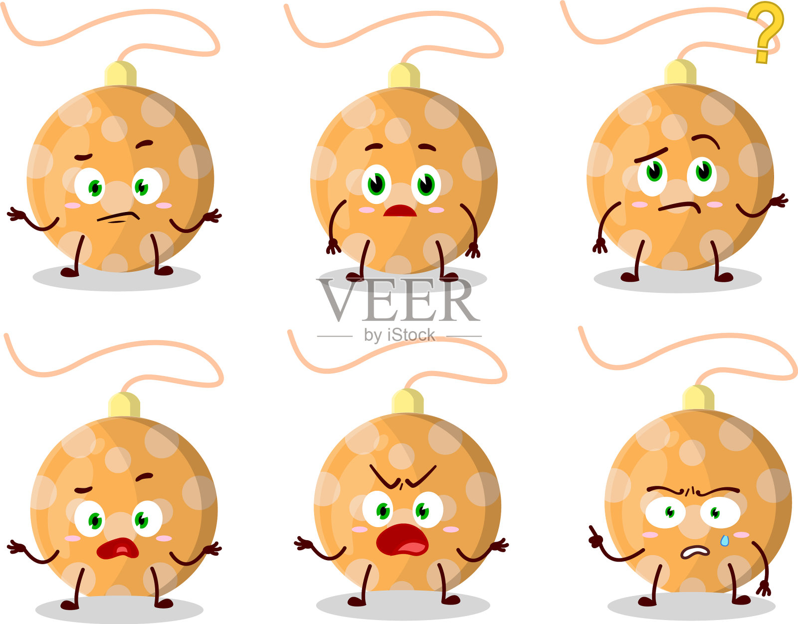 卡通人物的圣诞灯橙黄色的插画图片素材