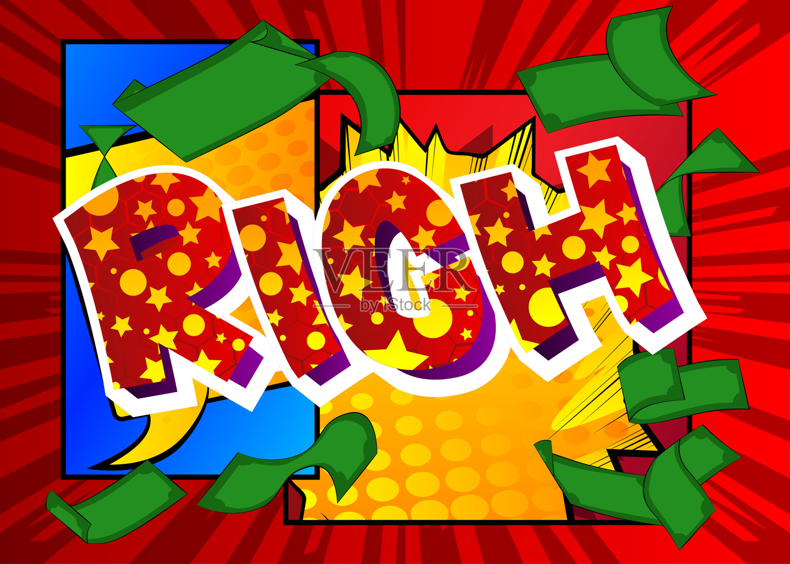 富有。漫画文字插画图片素材