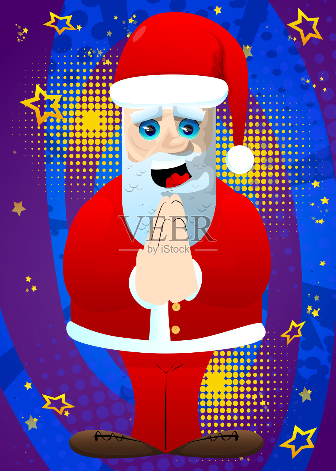 圣诞老人双手祈祷。插画图片素材