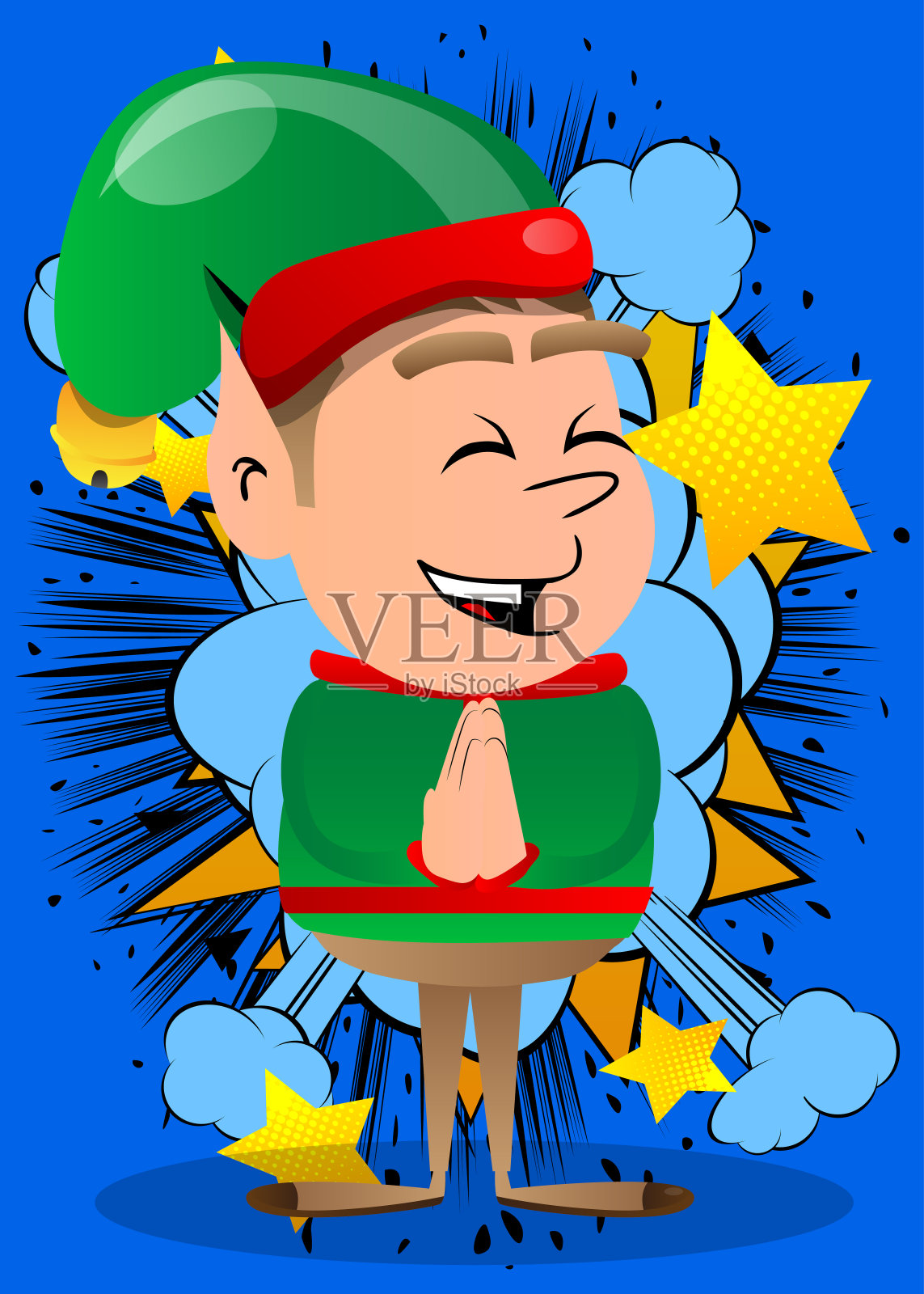 圣诞精灵双手祈祷。设计元素图片