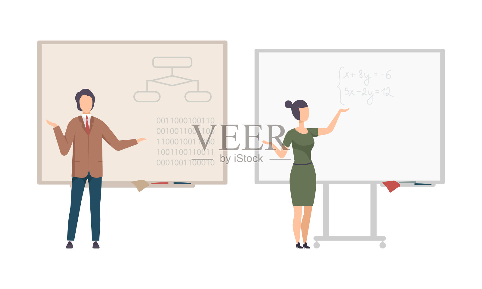 老师或大学教授站在黑板前讲解课程向量集设计元素图片