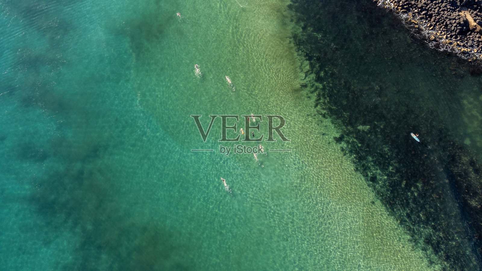 人们在澳大利亚昆士兰州黄金海岸的伯利岬游泳照片摄影图片