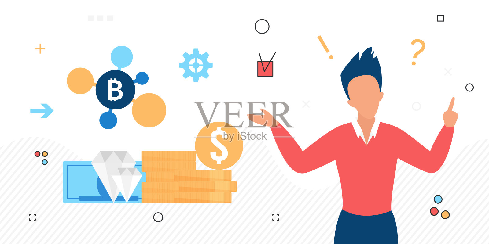 去中心化的数字加密货币投资银行插画图片素材