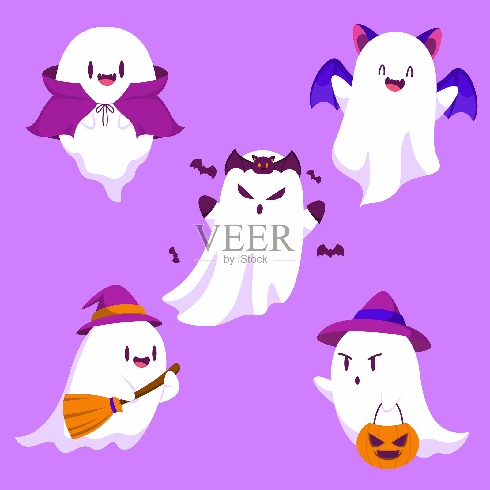 万圣节快乐，不给糖就捣蛋鬼对象插画图片素材