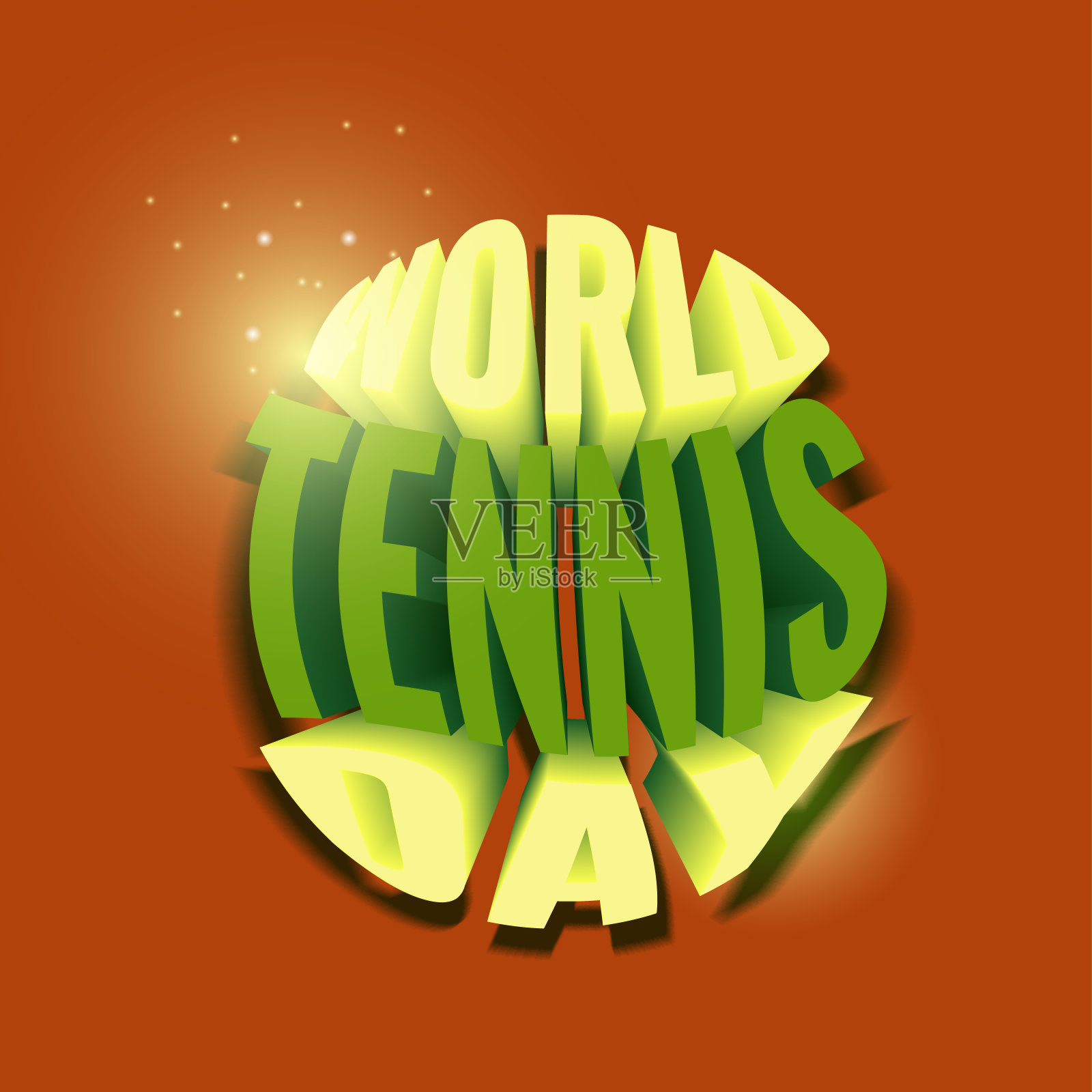 红土场上的黄色网球。插画图片素材