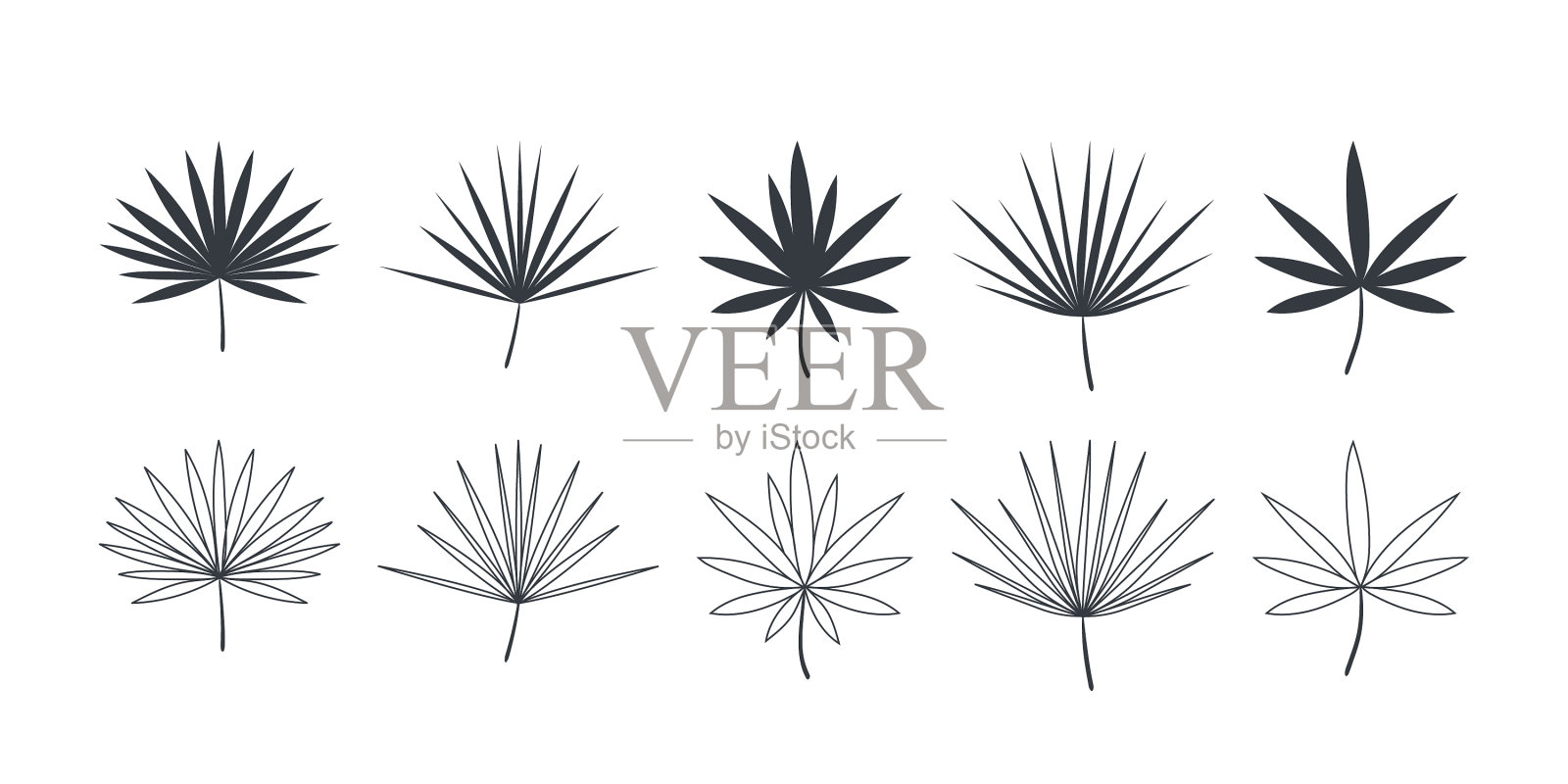 热带绿色棕榈叶套叶图标图标素材