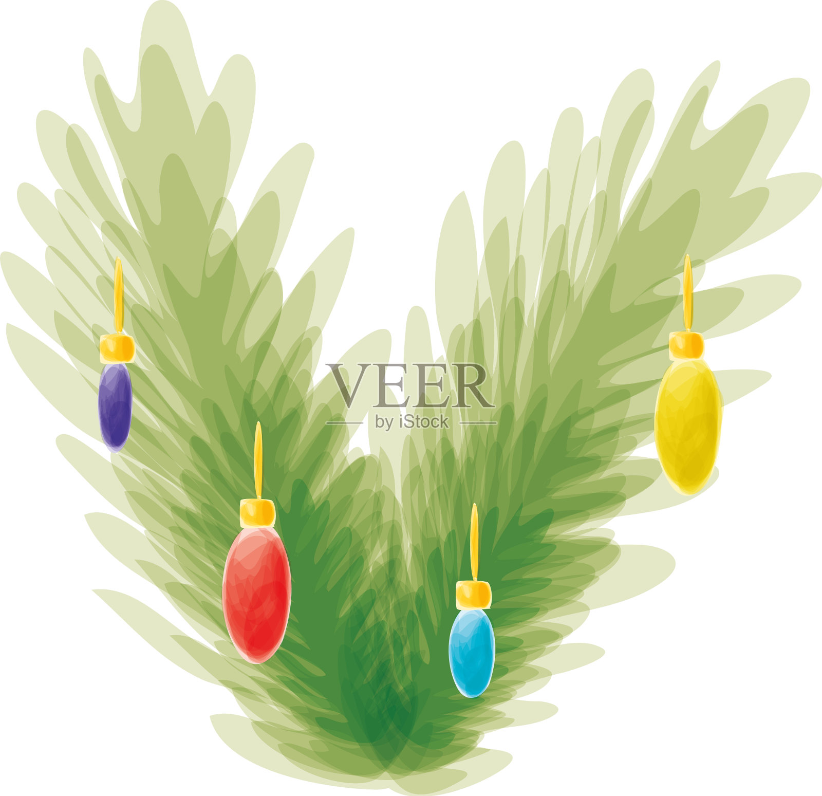 带球圣诞树枝设计元素图片