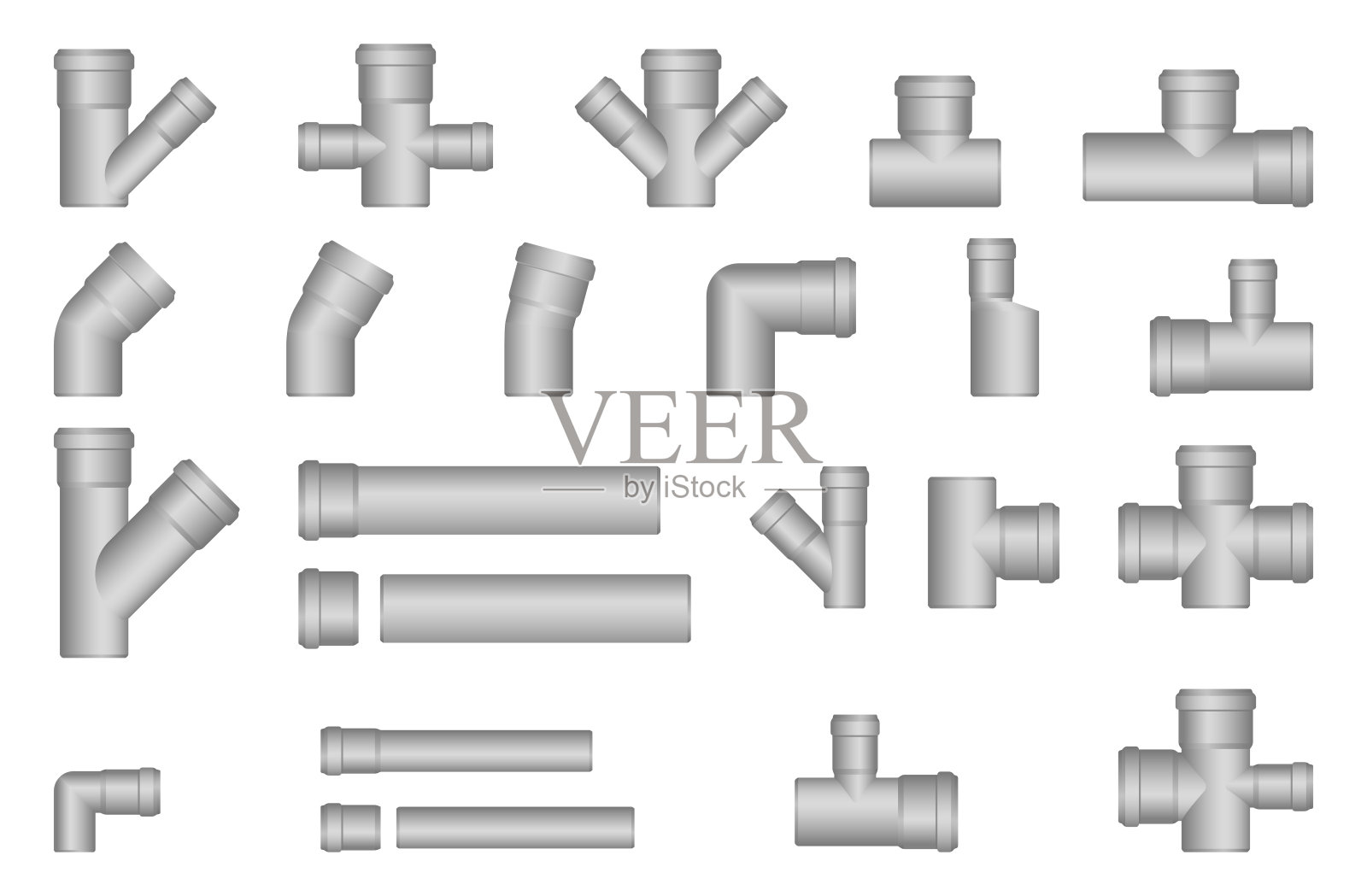 供水系统用PVC下水管，地下布线。插画图片素材