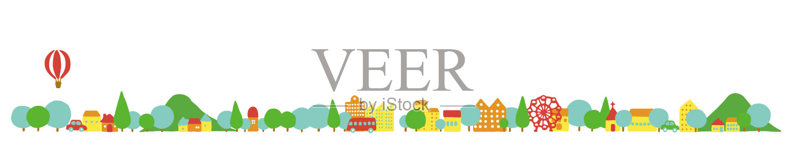 彩色街道插图(夏日色彩)插画图片素材