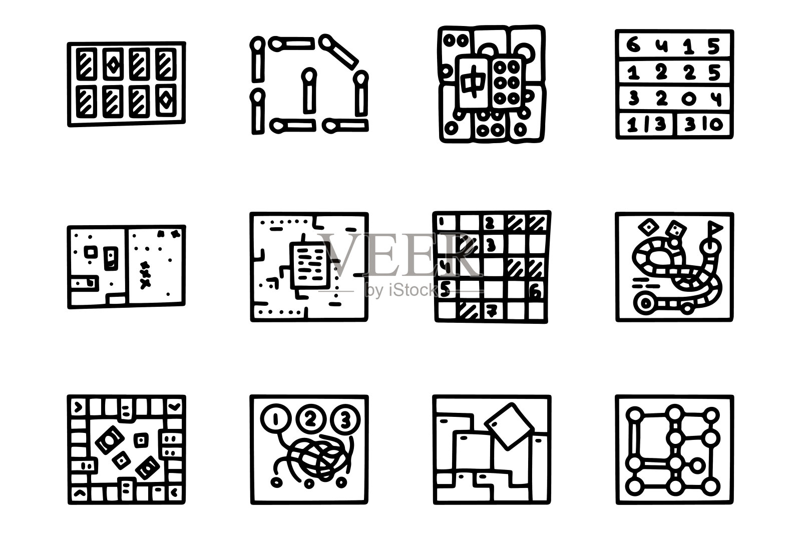 字谜线矢量涂鸦简单图标集图标素材